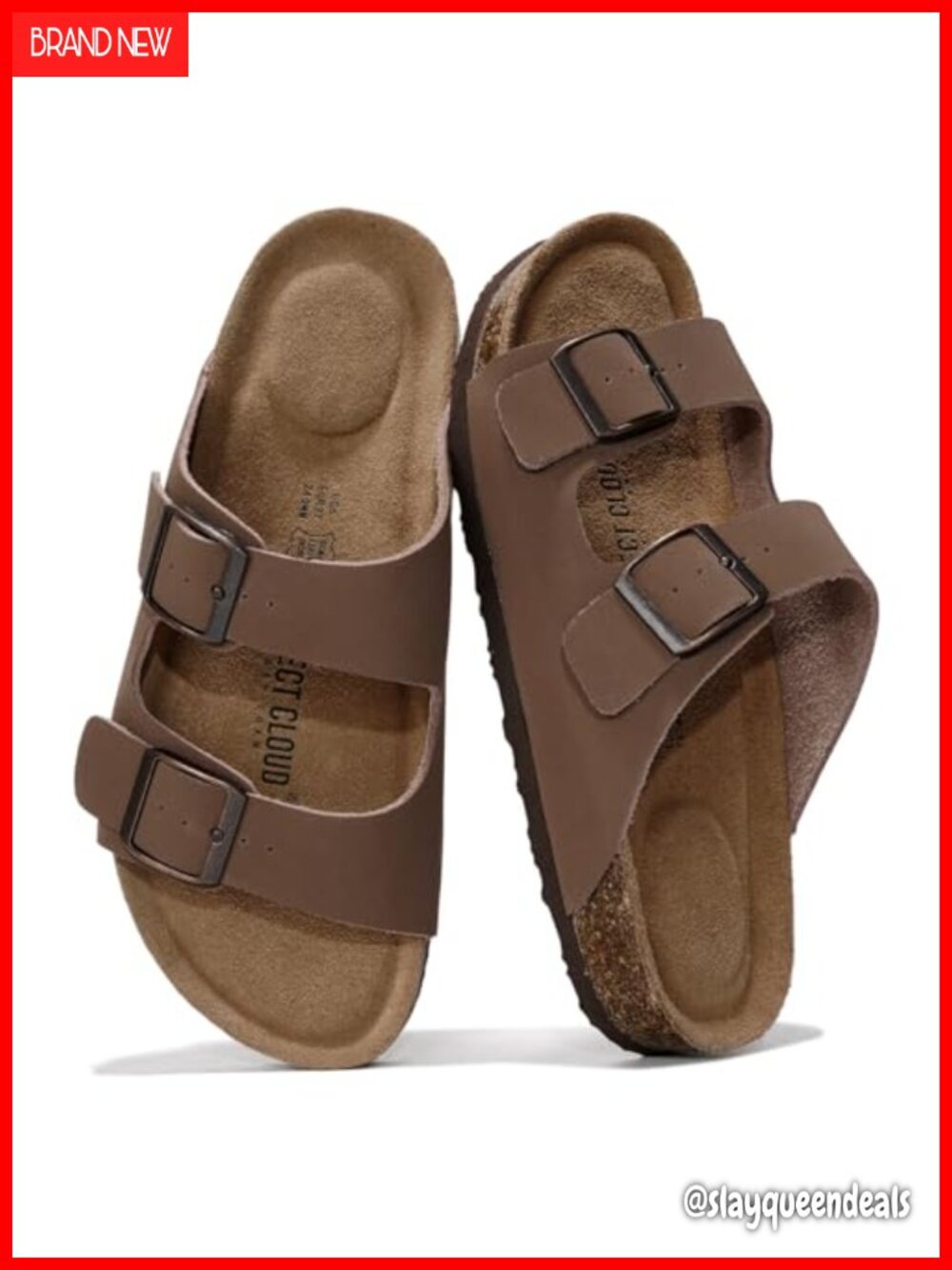 Genuine Leather Women's Slide Sandals with Memory Foam Arch Support